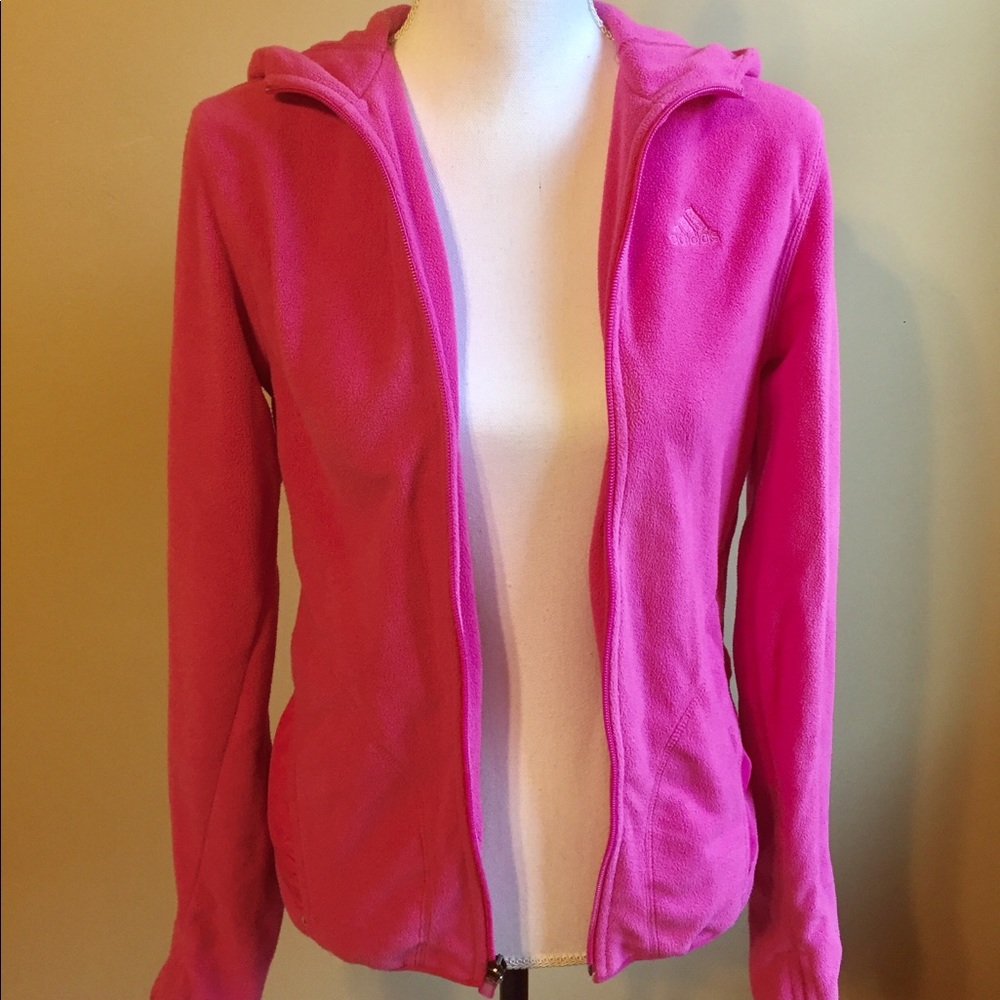 Adidas fleece full zip jacket bright pink